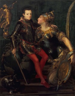 Allegorical Portrait of Parma Embracing Alessandro Farnese, 1556. Artist: Mazzola Bedoli, Girolamo (c. 1500-1569)