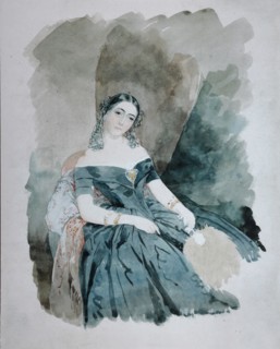 Portrait of Leonilla Ivanovna Baryatinskaya, Princess zu Sayn Wittgenstein (1816-1918), 1846. Artist: Sadovnikov, Vasily Semyonovich (1800-1879)