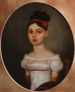 Portrait of Yelizaveta Fyodorovna Ozerova, née Zagryazyskaya (1800-1885), c. 1815. Artist: Anonymous