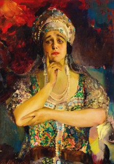 Portrait of the Singer Nadezhda Plevitskaya, 1924. Artist: Malyavin, Filipp Andreyevich (1869-1940)
