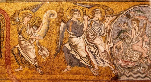 The sea gave up its dead (The Last Judgement, Detail), 12th century. Artist: Anonymous