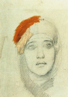 Head of a Woman, 1884. Artist: Vrubel, Mikhail Alexandrovich (1856-1910)