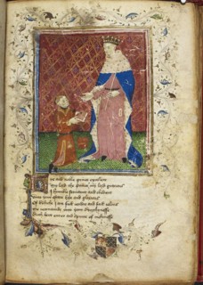 The author presenting his book to Henry V (from Thomas Hoccleve's Regiment of Princes), 15th century Artist: Anonymous
