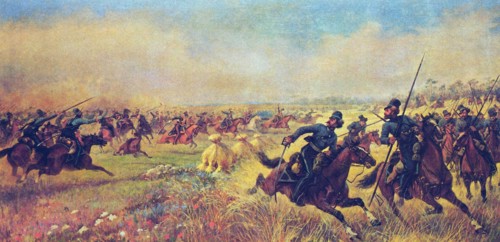 The Battle of Mir on 9 July 1812, 1912. Artist: Masurovsky, Viktor Viketyevich (1859-after 1923)