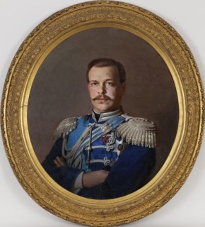 Portrait of the Emperor Alexander III (1845-1894), ca 1865. Artist: Zaryanko, Sergei Konstantinovich (1818-1870)