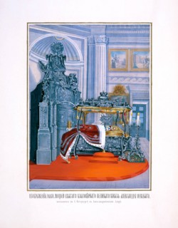 Silver Sarcophagus of Saint Alexander Nevsky in the Saint Alexander Nevsky Lavra, 1859. Artist: Anonymous