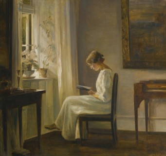 Interior with a Woman Reading. Artist: Holsøe, Carl (1863-1935)