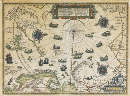 Map of Willem Barentsz Third Voyage, 1598. Artist: Claesz, Cornelis (ca. 1551-1609)