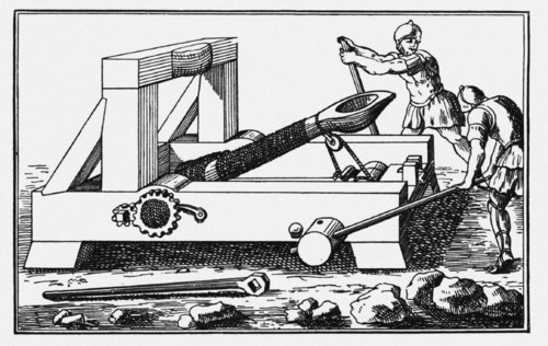 Archimedes Siege Catapult. From The Histories by Polybius, 1727. Artist: Anonymous