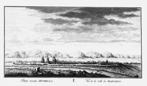 View of Nerchinsk, ca 1735. Artist: Lürsenius, Johann Wilhelm (1704-1771)