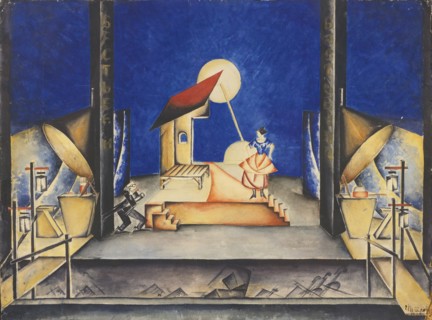 Stage design for the Opera Bastien und Bastienne by W. A. Mozart, 1925. Artist: Petrova-Troitskaya, Ekaterina (1900-1932)