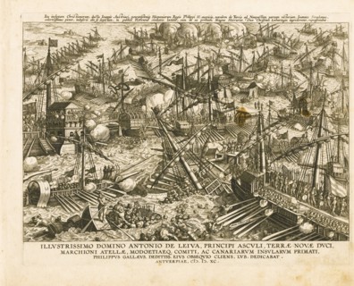The Battle of Lepanto on 7 October 1571, ca 1578. Artist: Stradanus (Straet, van der), Johannes (1523-1605)