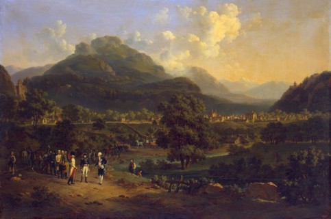Meeting of Napoleon with the Ambassadors of the Austrian Emperor near Leoben (Steiermark) on 7 April Artist: Lecomte, Hippolyte (1781-1857)