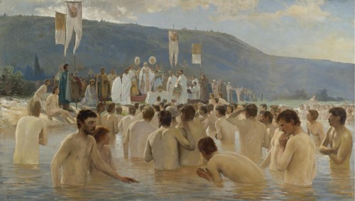 The Baptism of Russia, 1887. Artist: Navozov, Vasily Ivanovich (1862-1919)