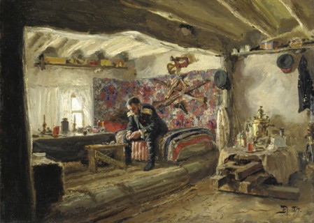 The Rushchuk Regiment's headquarters of Rushchuk Tsesarevich Alexander Alexandrovich at Brestovets,  Artist: Polenov, Vasili Dmitrievich (1844-1927)