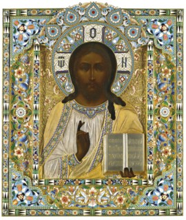 Christ Pantocrator. (On the Occasion of the Miraculous Rescue during the Imperial Train's Accident,  Artist: Ovchinnikov, Pavel Akimovich (1830-1888)