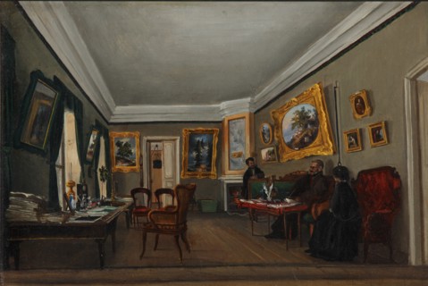 The Study of the author Alexander Sukhovo-Kobylin in Moscow, 1850s. Artist: Sukhovo-Kobylina, Sofia Vasilyevna (1825-1867)