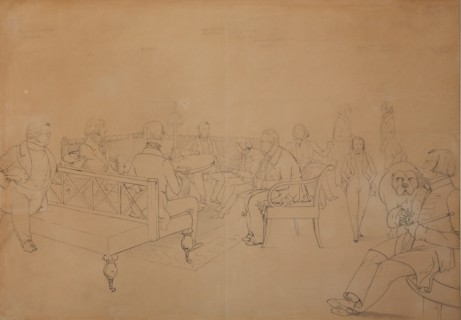 The Salon of Avdotya Petrovna Yelagina, 1840s. Artist: Dmitriev-Mamonov, Emmanuil Alexandrovich (1824-1883)