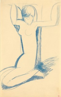Kneeling Blue Caryatid, c. 1911. Artist: Modigliani, Amedeo (1884-1920)