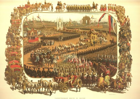 The Ceremonial Entry of Alexander III in Moscow (From the Coronation Album), 1883. Artist: Savitsky, Konstantin Apollonovich (1844-1905)