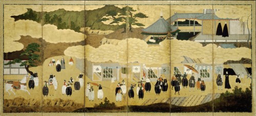 Arrival of a Portuguese ship. Nanban screen, ca. 1600. Artist: Anonymous