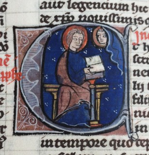 I'm reading the Letters of Abelard and Heloise. From the Bible moralisée, 13th century. Artist: Anonymous