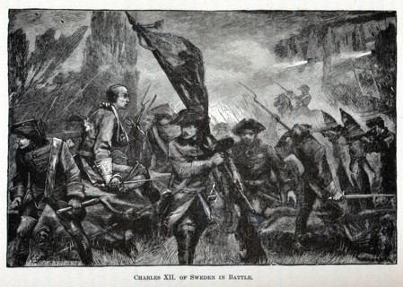 Charles XII of Sweden in Battle, 1882. Artist: Anonymous