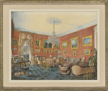 View of the artist's drawing room in his townhouse by the Neva in St. Petersburg, 1859. Artist: Hau, Eduard (1807-1887)