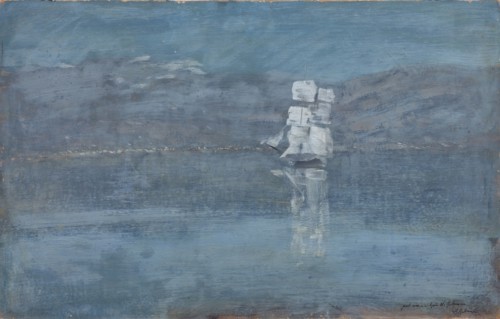 Ladscape with a Sailing Boat, End 1890s. Artist: Levitan, Isaak Ilyich (1860-1900)