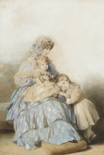 Queen Maria Amalia of the French, with children of Prince Louis, Duke of Nemours, 1845. Artist: Winterhalter, Franz Xaver, School of