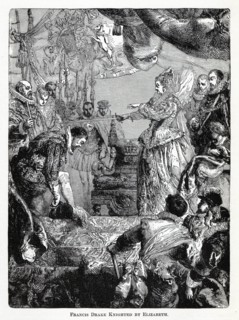 Francis Drake Knighted by Elizabeth, 1882. Artist: Anonymous
