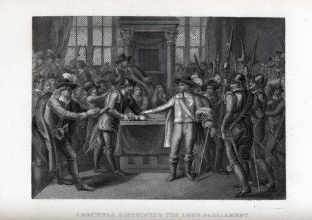 Cromwell dissolving the Long Parliament, 1882. Artist: Anonymous
