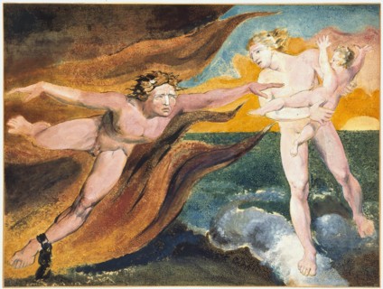 The Good and Evil Angels Struggling for Possession of a Child, 1795. Artist: Blake, William (1757-1827)