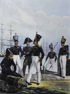 The Guards Équipage Artillery Company and Guards Cargo Company, 1829. Artist: Belousov, Lev Alexandrovich (1806-1864)