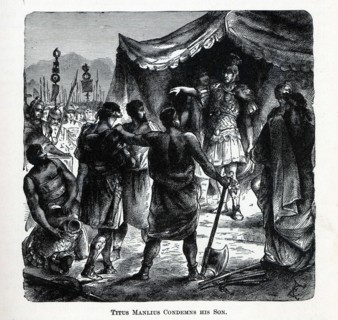 Titus Manlius Condemns His Son, 1882. Artist: Anonymous