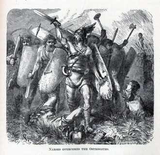 Narses Overcomes the Ostrogoths, 1882. Artist: Tegetmeyer, August Heinrich Ferdinand (1844-1912)