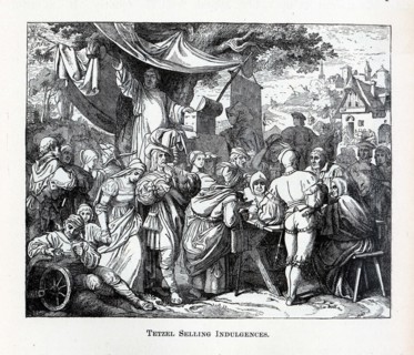 Tetzel Selling Indulgences, 1882. Artist: Anonymous