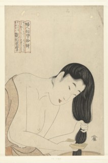 Combing the Hair, from the series Ten Types in the Physiognomic Study of Women, ca 1802. Artist: Utamaro, Kitagawa (1753-1806)