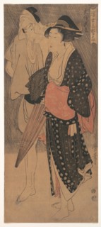 Couple in an Evening Shower, c. 1800. Artist: Utamaro, Kitagawa (1753-1806)