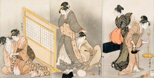 Double pillow. Triptych, ca 1794. Artist: Utamaro, Kitagawa (1753-1806)