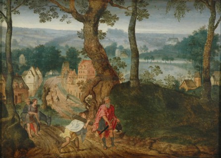 Landscape with Abraham and Isaac, Mid of 17th century. Artist: Grimmer, Jacob (ca 1525-1590)