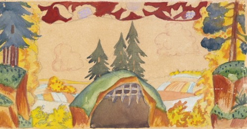 Stage design for the opera The Golden Cockerel by N. Rimsky-Korsakov, 1927. Artist: Kustodiev, Boris Michaylovich (1878-1927)