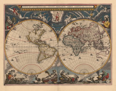 Double hemisphere map of the World, 1662. Artist: Blaeu, Joan (1596-1673)