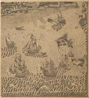 Peter the Great's Fleet at the Onega Bay, ca 1707. Artist: Anonymous
