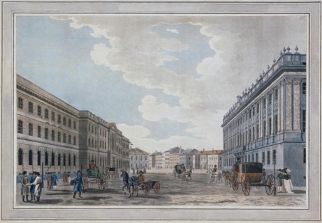 View of a Millionnaya Street and the Marble Palace Through the Field of Mars, 1790. Artist: Malton, Thomas, the Elder (1726?1801)