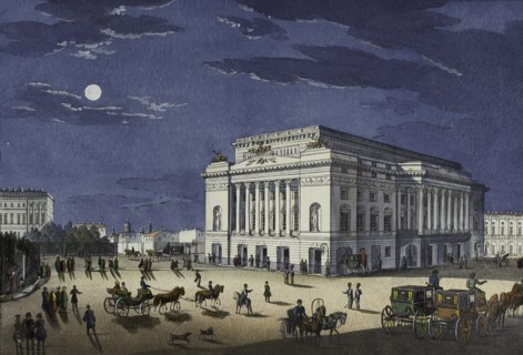 The Alexandrinsky Theatre in Saint Petersburg, First half of the 19th cent.. Artist: Beggrov, Karl Petrovich (1799-1875)