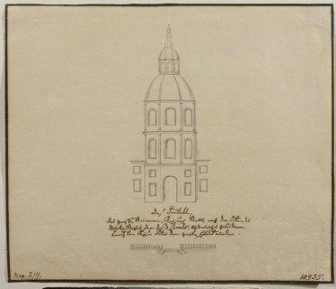 The Facade of the Central Part of the Court Stables on the Moika Embankment in St. Petersburg, 1740s Artist: Anonymous