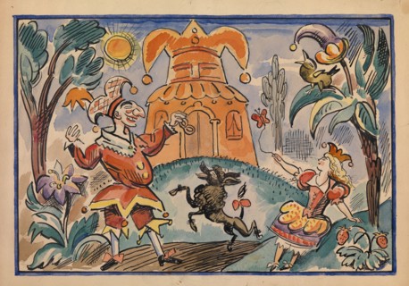 Illustration for War of Petrushka and Stepka-Rastrepka by Evgeni Schwartz, 1925. Artist: Radakov, Alexei Alexandrovich (1877-1942)