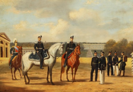 Grenadiers at Tsarskoe Selo. Artist: Matveyev, Nikolai Sergeyevich (1855-1939)