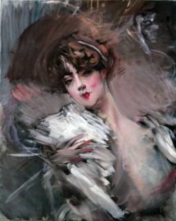 Portrait of young lady with white hair ribbon, 1912.